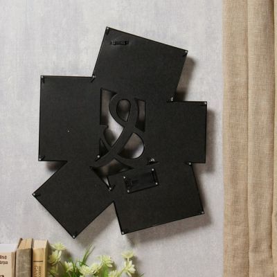 Фоторамка пластик на 5 фото 10х10, 10х15 см свет 8 диодов "И" чёрная 45х35,5 см