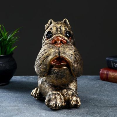 Копилка "Собака Голова" бронза, 17,5х12х22,5см