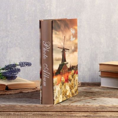 Фотоальбом на 200 фото 13х18 см "Цветы и мельница" в коробке МИКС 29,5х23,5х5,5 см