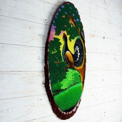 Панно на спиле "Лето.Глухарь", 63-68 см, каменная крошка, вертикальное