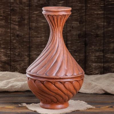 Ваза "Витая", настольная, красная глина, 39 см, микс