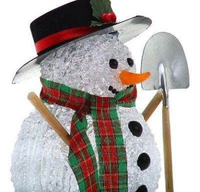 Фигура акрил. "Снеговик с лопатой" (23х12см.)