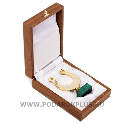 Подкова "На счастье"-2 камень малахит (18 х 4 х 12 см)