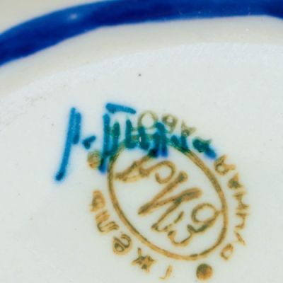 Оливочница "Дубок", гжель, фарфор, 15х11 см