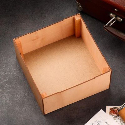 Ящик деревянный "23 февраля" 20х20х10 см хаки