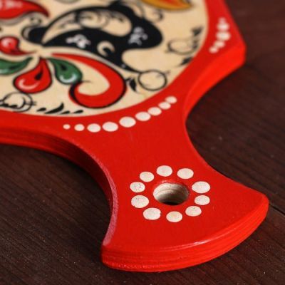 Досочка разделочная «Фигурная», 12×0,8×17 см, красная, ракульская роспись