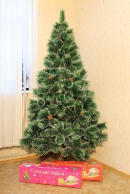 Искусственная елка с шишечками и инеем на ветвях (h = 210 см)