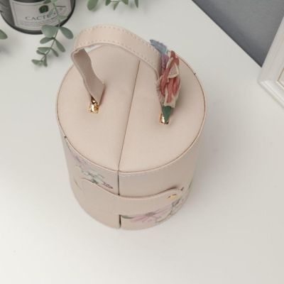 Шкатулка кожзам для украшений "Яблоневый цвет" бежевая 14х17х14 см