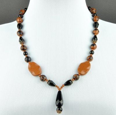 Авторские бусы Агат, авантюрин "Шоколадка" арт.АНТ-775
