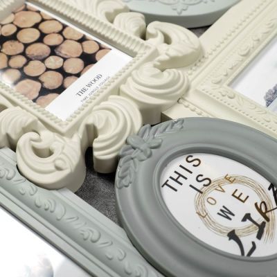 Фоторамка пластик на 6 фото 8х10, 10х15, 13х18 см "Богема" бежево-серая 40х62 см