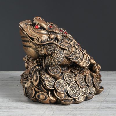 Копилка "Жаба", глянец, бронзовый цвет, 17 см