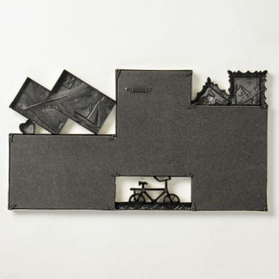 Фоторамка пластик на 3 фото 10х15 см "Письма" золото 23х42 см