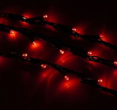 Гирлянда уличная "Дождь" (Ш:2 м,В:3 м., нить тёмная, красный)