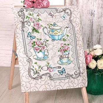 Полотенце кухонное "Тет-а-Тет бирюза"45х60 см, 170 гр/м, рогожка, 100% хлопок, рис 1 (в паке