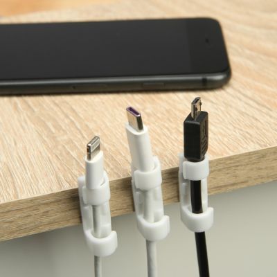 Держатель самоклеящийся для проводов и гирлянд ТУНДРА krep, 15х40 мм, цвет белый, 16 шт.