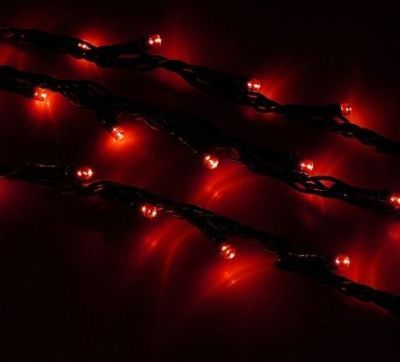 Гирлянда "Дождь" уличная (УМС, Ш:2 м, В:3 м, нить темная, красный)