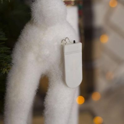 Светодиодная фигура «Олень» 16 × 30 × 9 см, флок, батарейки CR2032х2, свечение тёплое белое