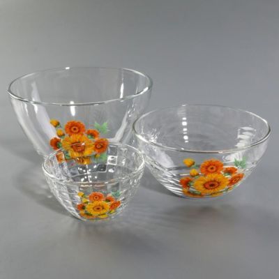 Набор салатников "Букеты", 3 шт: 11 см (215 мл), 15,8 см (450 мл), 18,8 см (925 мл), МИКС