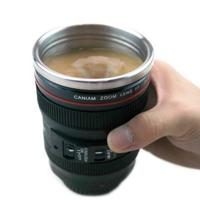 Термокружка "Объектив" (металлическая внутри, с крышкой)