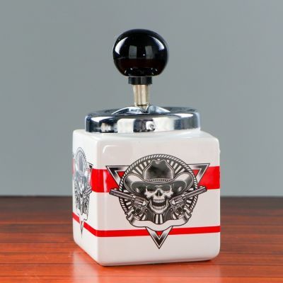 Пепельница бездымная "Череп", 14х8.5 см, микс