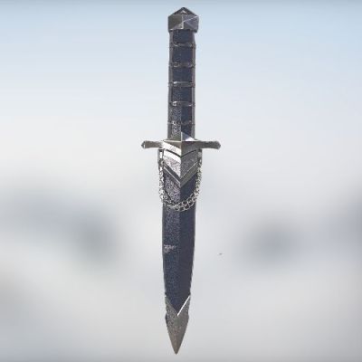 Сувенирный кинжал 35 см (рукоятка с рёбрами, на ножнах полоски) в коробочке