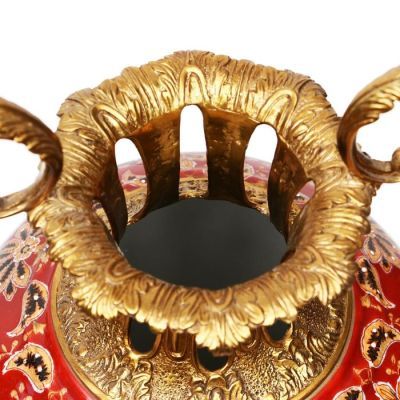 Ваза с росписью "Цветы", красная