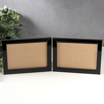 Фоторамка пластик 10х15 двойная-горизонт, чёрный