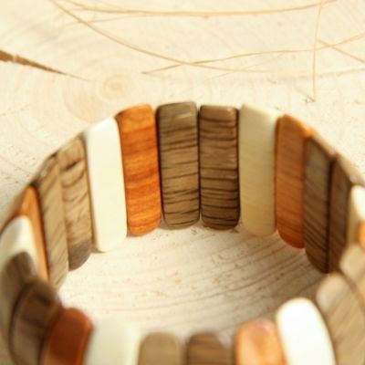 Браслет «Астра», дерево, микс