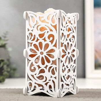 Соляной светильник с диммером "Деревянный с узором" 1,5-2кг, 100% гимал.соль