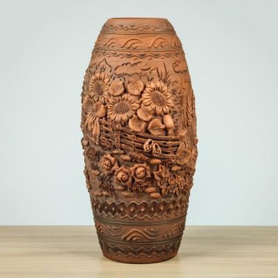 Ваза настольная "Деревня", лепка, 37 см, микс