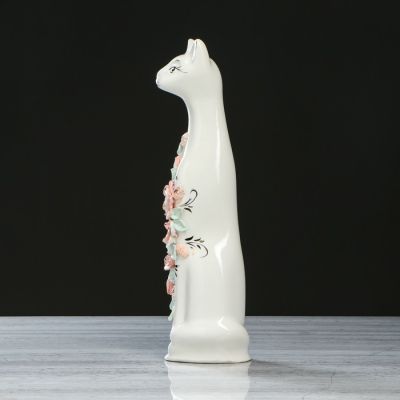 Копилка "Кот средний", покрытие глазурь, белая, 43 см, микс