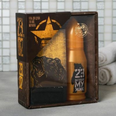 Гель для душа "Настоящий мужик", + мочалка