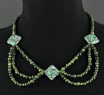 Бусы Змеевик "Изумрудная Рапсодия" арт.ШМЛ-294