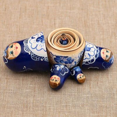 Матрёшка «Гжель», синее платье, 5 кукольная, 10 см