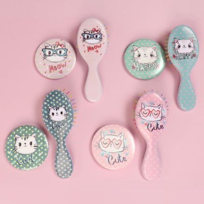 Подарочный набор «Киса», 2 предмета: зеркало, массажная расчёска, рисунок МИКС