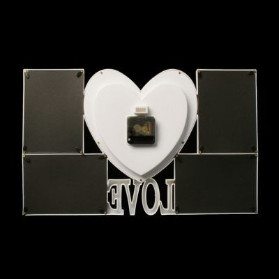 Часы настенные, серия: Фото, "Сердечко", 4 фоторамки, 31х50 см