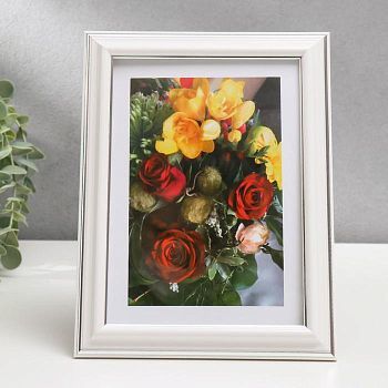 Фоторамка 13х18 см "Белая с серебром"