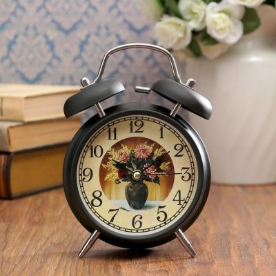 Будильник "Жанетт", d=11.5 см, черный микс