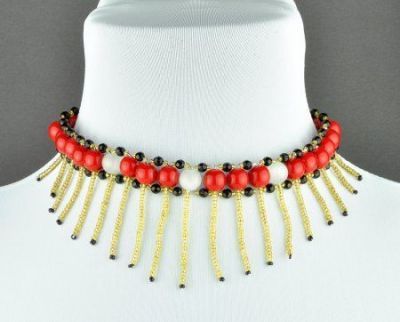 Колье Хрусталь, прес.коралл "Красотка" арт.КАП-858