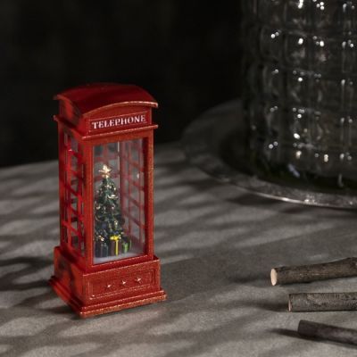 Светодиодная фигура «Ёлка в телефонной будке» 5.3 × 12 × 5.3 см, пластик, батарейки AG13х3, свечение тёплое белое