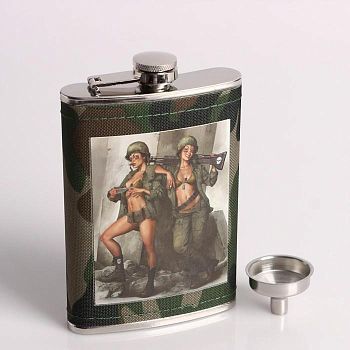 Подарочный набор "Дамы в форме" 6 в 1: фляжка 270 мл, воронка, 4 рюмки, 17х23 см
