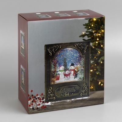 Светодиодная фигура «Книга со снеговиками» 16 × 21 × 8 см, пластик, батарейки ААх3 (не в комплекте), USB, свечение тёплое белое