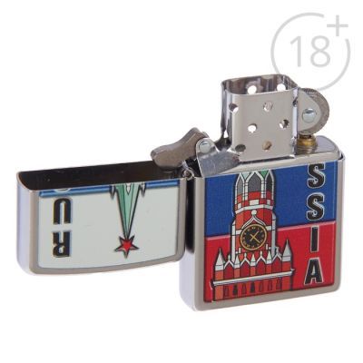 Зажигалка ZIPPO 207 KREMLIN FLAG RUSSIA с покрытием Street Chrome