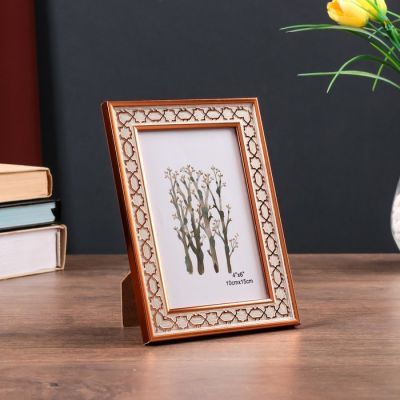 Фоторамка пластик 10х15 см "Золотая цепь на бежевом" 18,5х13,5 см