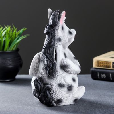 Копилка "Лошадь" белая в яблоко, 14х14х23см