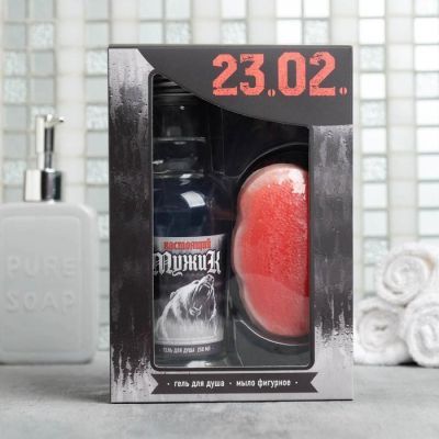 Набор "Настоящий мужик" гель для душа водка 250 мл аромат мужского парфюма, фигурное мыло