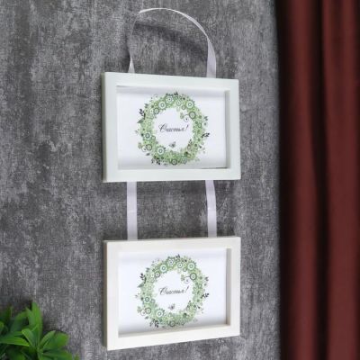 Фоторамка двойная на тесьме L-3 10х15 см, перламутр, с небьющимся стеклом