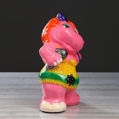 Копилка "Бегемотиха - певица" глянец, керамика, 28 см, микс