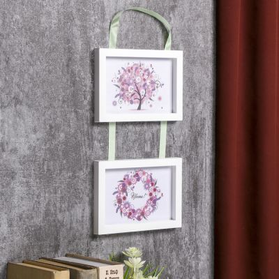 Фоторамка двойная на тесьме L-3 10х15 см, белый, с небьющимся стеклом