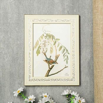 Фоторамка пластик 13х18 см "Белая с золотым узором" 21,4х16,4х1 см